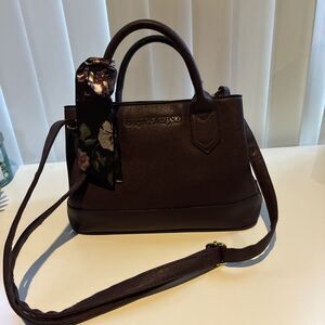 Christian Siriano Women's Handbag/Eggplant/Striped Interior/Scarf Accent/